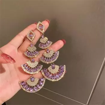 Великолепные серьги-капли, легкие блестящие многослойные зелёный