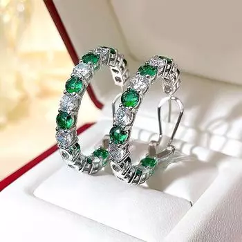 Великолепные серьги-кольца с кубическим цирконием для женщин, стерлинговое серебро 925 пробы, большой круг, темпераментные женские аксессуары, свадебные украшения