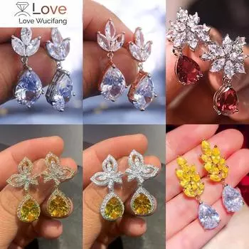 Великолепные серьги-подвески для женщин, блестящие кубические цирконии, свадебные аксессуары, подарок на день святого Валентина, модные ювелирные изделия