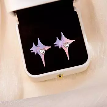 Великолепные серьги с фиолетовым градиентом и звездным сердцем для повседневного ношения фиолетовый