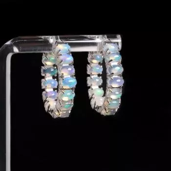Великолепные серьги с натуральным опалом, камнями, рожденными в октябре, из серебра 925 пробы и камнями удачи, подарок на годовщину и помолвку для женщин L белый