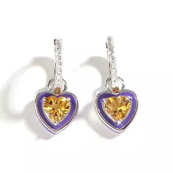 Великолепные серьги в форме сердца из стерлингового серебра 925 пробы для девушек и леди, модные ювелирные изделия с натуральным цитрином, подарок на свидание и любовь M жёлтый