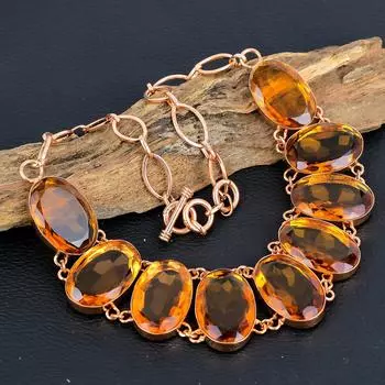 Великолепные украшения из драгоценных камней с цитрином, медное ожерелье, украшения ручной работы для нее, регулируемые украшения для свадебного подарка 18 Inches With Adjustable оранжевый