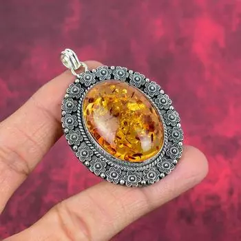 Великолепные ювелирные изделия из балтийского янтаря, ювелирные изделия ручной работы из цельного серебра 925 пробы, изумительное ожерелье с подвеской для свадебного подарка 2.36 Inches жёлтый