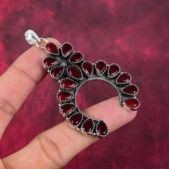 Великолепные ювелирные изделия из чистого серебра 925 пробы с красным гранатом, подвеска ручной работы, ювелирные изделия из граната для свадебного подарка 3.26 Inches красный