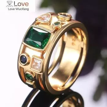 Великолепные женские кольца золотого цвета с нерегулярными цветными кубическими цирконами для свадебной вечеринки, модные аксессуары, подарок 10