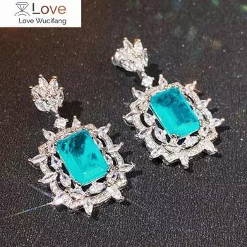 Великолепные женские висячие серьги с яркими кристаллами CZ, роскошные нежные женские аксессуары для вечеринок, темпераментные женские украшения