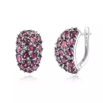 Великолепный элегантный дизайн серег из натурального граната из стерлингового серебра 925 пробы. Роскошные ювелирные украшения для женщин. Подарки на юбилей и банкет. L фиолетовый