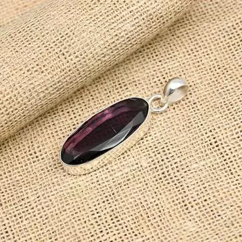Великолепный аметист, драгоценный камень, подвеска ручной работы из стерлингового серебра 925 пробы для нее 1.75 Inches фиолетовый