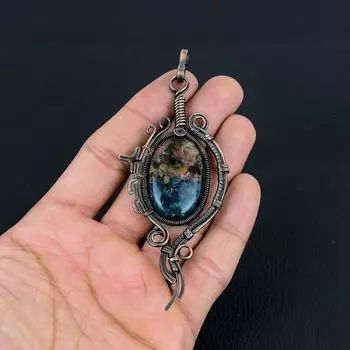 Великолепный арбузный турмалин, драгоценный камень, кулон ручной работы из чистой медной проволоки, ювелирный кулон 4.53 Inches разноцветный