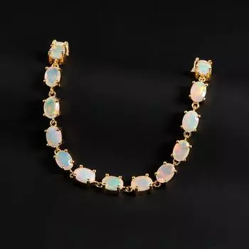 Великолепный браслет из натурального опалового серебра с множеством драгоценных камней, роскошные изысканные элегантные украшения для женщин, помолвки и юбилеи 19CM жёлтый