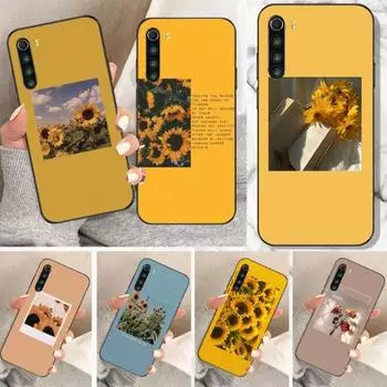 Великолепный чехол для телефона с цветами подсолнуха и розы для Xiaomi Redmi Note 11 10 9T 8 7 Pro Redmi 10 9 9A 9C 8 7 6, мягкий черный чехол для телефона Redmi Note11-11S 4G