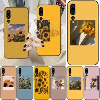 Великолепный чехол для телефона с цветами подсолнуха и розы для Huawei P50 P40 P30 Pro Lite P Smart 2021 2019 Magic 3, мягкий черный чехол для телефона Huawei P50