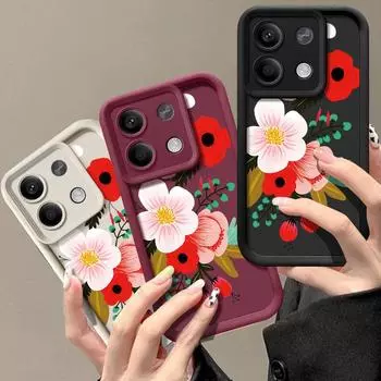 Великолепный чехол для телефона с цветочным узором для Xiaomi 13T 11T Poco F6 Pro X6 Redmi Note 13 Pro 12 11 10, защита объектива, противоударный мягкий силиконовый матовый чехол Xiaomi 13T / 13T Pro чёрный