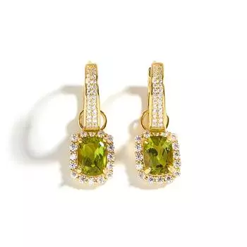 Великолепный дизайн. Два способа носить серьги из натурального перидота. Серебряный 925-й пробы. Прекрасный подарок для женщин и девушек. M зелёный