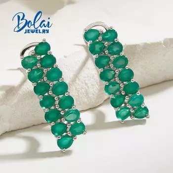 Великолепный дизайн, легкие роскошные серьги с натуральным зеленым агатом, женские серьги из стерлингового серебра 925 пробы, лето 2023, новые изысканные ювелирные изделия, подарок M зелёный