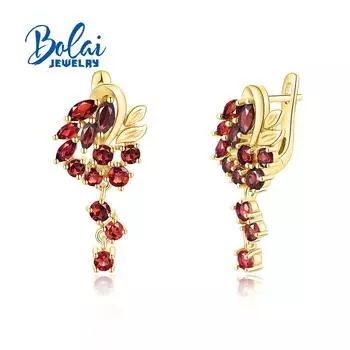 Великолепный дизайн, модные серьги с натуральным красным гранатом для женщин, новая повседневная одежда на годовщину, серебро 925 пробы M красный