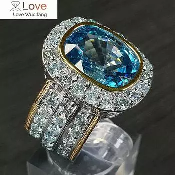 Великолепный дизайн, женские благородные вечерние кольца, модные роскошные небесно-голубые кубические цирконии, ювелирные изделия на годовщину, отличные подарки для мамы 9