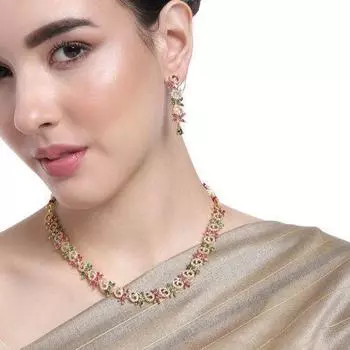 Великолепный дизайнерский комплект ожерелья Estele с позолоченным цирконием для женщин