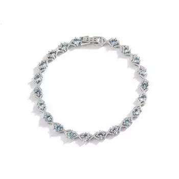 Великолепный дизайнерский шикарный браслет из стерлингового серебра 925 пробы с натуральным аквамарином для женщин, роскошные ювелирные изделия для особых случаев, подарок 19.5cm серебряный