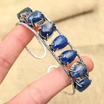 Великолепный драгоценный камень содалит, стерлинговое серебро 925 пробы, ювелирные изделия ручной работы, превосходный регулируемый браслет для нее