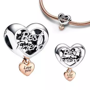 Великолепный друг S925 Серебряный подарок Love You Best Friend Сердце Шарм Fit Модный браслет Женские украшения Подарок на вечеринку