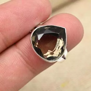 Великолепный дымчатый топаз, драгоценный камень, кольцо из стерлингового серебра 925 пробы, женские украшения ручной работы 4 коричневый