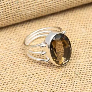 Великолепный дымчатый топаз, драгоценный камень, ювелирное кольцо ручной работы из стерлингового серебра 925 пробы для женщин 4 коричневый