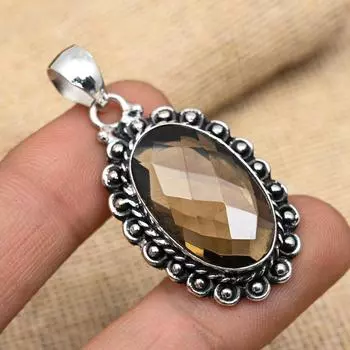 Великолепный дымчатый топаз, драгоценный камень, ювелирные изделия ручной работы из стерлингового серебра 925 пробы для свадебного подарка 1.81 Inches коричневый