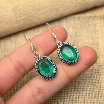 Великолепный хром-диопсид, драгоценный камень, ювелирные серьги ручной работы из стерлингового серебра 925 пробы для женщин