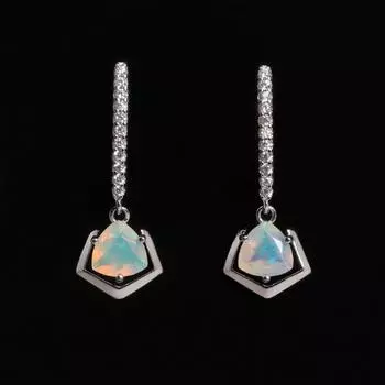 Великолепный и элегантный дизайн, серьги из натурального опала, камень, рожденный в октябре, серебро 925 пробы, модные подарки для женщин и девочек на вечеринки и дни рождения M белый