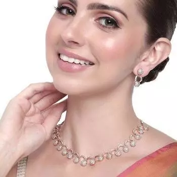 Великолепный комплект колье Estele из розового золота с кристаллами для женщин