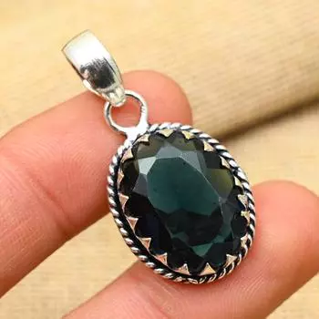 Великолепный кулон ручной работы из стерлингового серебра 925 пробы с удивительным драгоценным камнем индиколит для нее