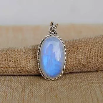 Великолепный кулон ручной работы из стерлингового серебра 925 пробы с лунным камнем 14.05 MM - 22.6 Mm белый