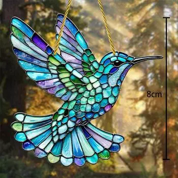 Великолепный ловец солнца в виде колибри - 8-дюймовый акриловый витраж, подходит для всех сезонов, подвесной декор, идеальный подарок для дома и сада 8cm