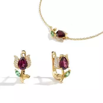 Великолепный модный цветочный дизайн, серьги с натуральным родолитом и гранатом, комплект ожерелья, серебро 925 пробы для женщин и девочек, прекрасные подарки m фиолетовый