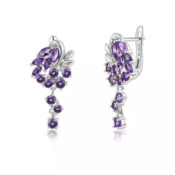 Великолепный модный дизайн женских серег из натурального южноафриканского аметиста из стерлингового серебра 925 пробы для легкой роскоши и подарка на вечеринку M фиолетовый