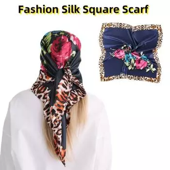 Великолепный модный шелковый шарф с квадратным принтом, женский декоративный шаль синий