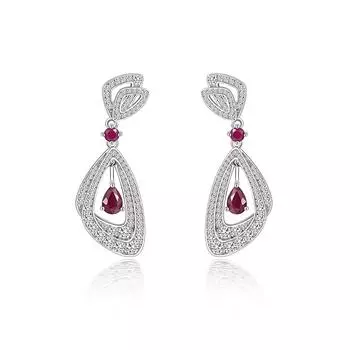 Великолепный нежный дизайн серег с натуральным рубином для женщин класса люкс из серебра 925 пробы, ювелирные украшения для юбилейных и банкетных мероприятий M красный