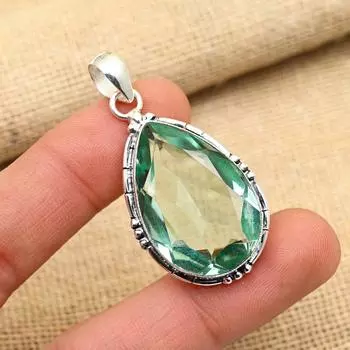 Великолепный подвеска из чистого серебра 925 пробы с драгоценным камнем ручной работы из серебра 925 пробы для нее 2 Inches синий