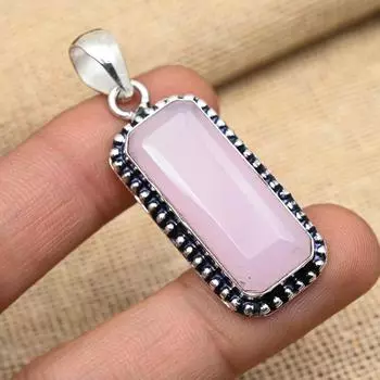 Великолепный розовый халцедон, драгоценный камень, стерлинговое серебро 925 пробы, прекрасный ювелирный кулон ручной работы для женщин 1.77 Inches розовый