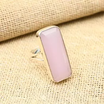 Великолепный розовый халцедон из стерлингового серебра 925 пробы, милое ювелирное кольцо ручной работы для женщин 4 розовый