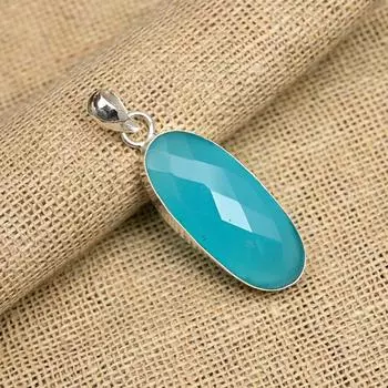 Великолепный синий драгоценный камень халцедон ручной работы из стерлингового серебра 925 пробы ювелирное кольцо для свадебного подарка 2.00 Inches синий