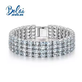 Великолепный синий натуральный небесно-голубой топаз, браслет из драгоценных камней, женские ювелирные изделия из серебра 925 пробы, легкие роскошные премиальные ювелирные изделия для юбилейной вечеринки, банкета 17cm синий