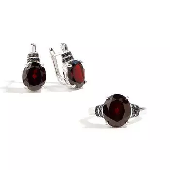 Великолепный светлый роскошный комплект серег-кольц с гранатом из серебра 925 пробы, модный женский подарок на юбилей, помолвку и день рождения US RING SIZE:7# красный