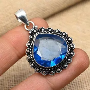 Великолепный танзанит, драгоценный камень, ювелирные изделия из стерлингового серебра 925 пробы, подвеска ручной работы для свадебного подарка 1.65 Inches синий