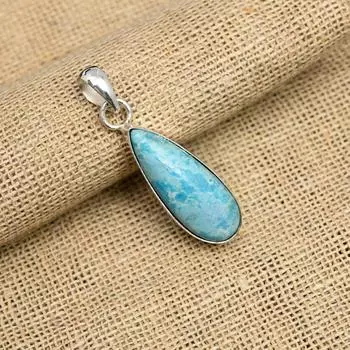 Великолепный ювелирный кулон ручной работы из стерлингового серебра 925 пробы с драгоценным камнем Ларимар для нее 1.75 Inches синий