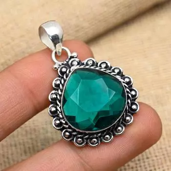 Великолепный ювелирный кулон ручной работы из стерлингового серебра 925 пробы с драгоценным камнем индиколит ко Дню памяти 1.65 Inches синий