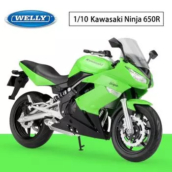 Велли 1:10-масштабная модель мотоцикла Kawasaki Ninja 650R из сплава, литье под давлением, металлические игрушечные транспортные средства, модель мотоцикла, коллекция высокой имитации, детские подарки 1:10-size:20*6.5*13cm зелёный