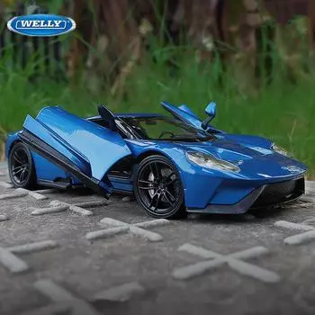 ВЕЛЛИ 1:24 2017 Ford GT Alloy Sports Car Model Simulation Diecasts Metal Racing Car Vehicles Model Collection Children Toy Gift красный